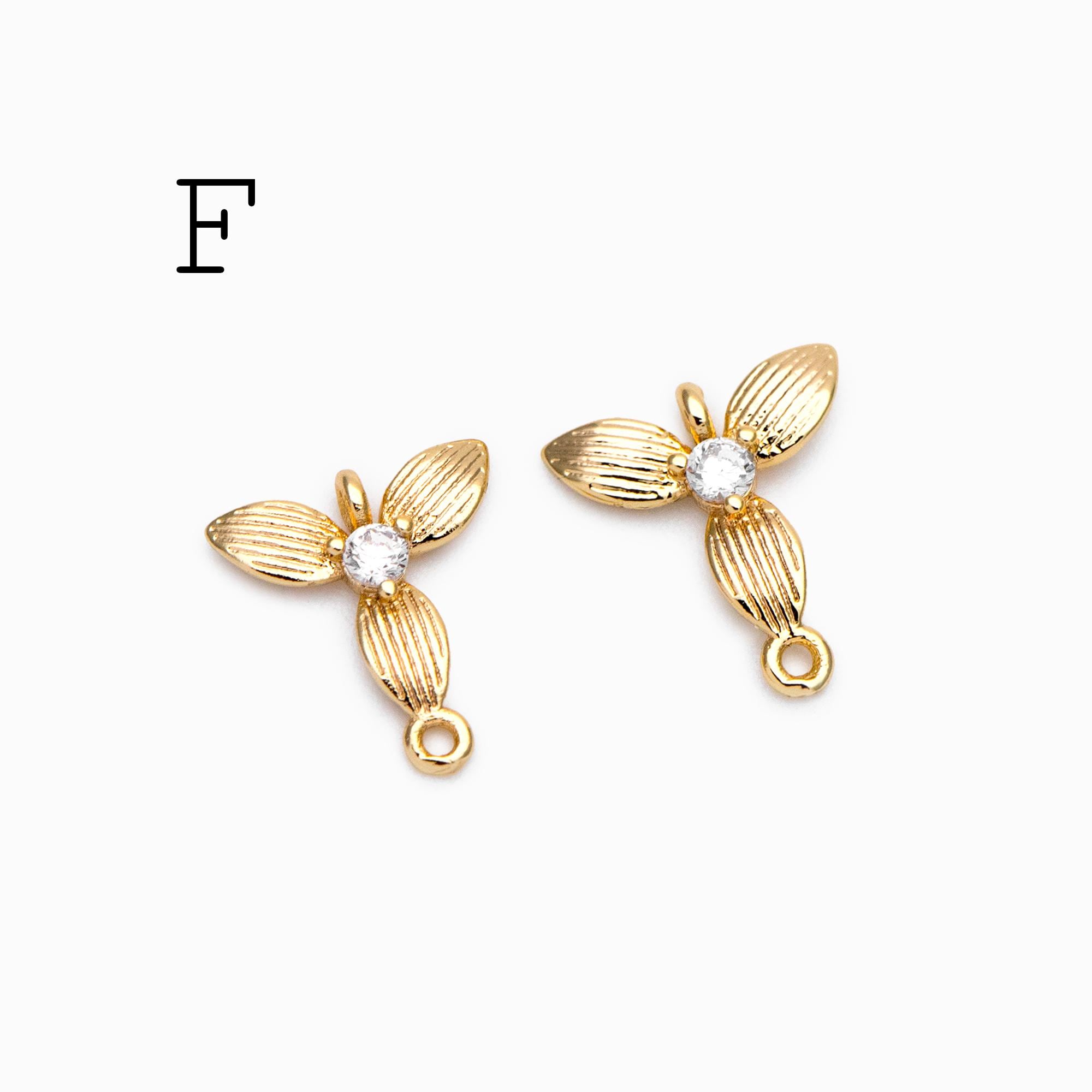 10pcs Gold Flower Charms , 18K Gold plated Brass, Floral Connector Pendants (GB-3780)